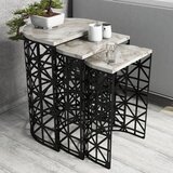 Woody Fashion stil - white marble white nesting table (3 pieces) Cene