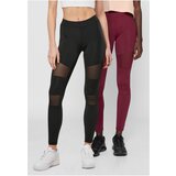 Urban Classics Women's fishnet leggings 2 pcs black+burgundy Cene