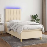 vidaXL Box spring postelja z vzmetnico LED krem 90x190 cm bl | Shoptok.si