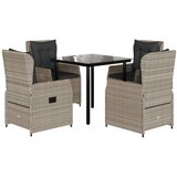  5-dijelni vrtni blagovaonski set od poliratana s jastucima sivi Siva 80 x 80 x 74 cm | Shoptok.si