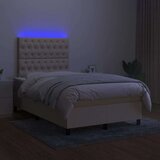  Box spring postelja z vzmetnico LED krem 120x200 cm blago, (20901459) | Shoptok.si