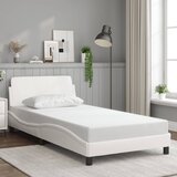 Maison Chic Posteljni okvir - Enojna postelja - Postelja za odrasle z vzglavjem bel 100x200 cm umetno usnje-J9314, (21770159) | Shoptok.si