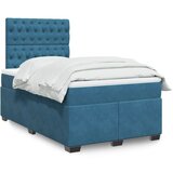  The Living Store Box spring postelja z vzmetnico modra 120x190 cm žamet - Box Spring Postelja, (21491222) Cene