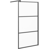 Pregrada za tuširanje 100 x 195 cm s mutnim staklom ESG crna | shoptok.hr