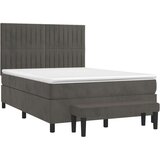  Box spring postelja z vzmetnico temno siva 140x200 cm žamet, (20901518) | Shoptok.si