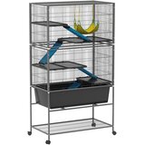 PawHut Kletka za majhne živali, kletka za glodavce, kletka za dihurje z izvlečnim pladnjem, temno siva, (5000240593) | Shoptok.si