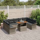vidaXL set sofe u vrtu Set od 10 dijelova Siva Ratan, Poliester | shoptok.hr