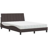  Postelja z vzmetnico temno rjava 140x200 cm blago | Shoptok.si