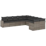 Maison Chic Seti vrtnega pohištva - Vrtna garnitura - Vrtni pohištvo set 10-delna z blazinami siv poli ratan, (21817328) | Shoptok.si