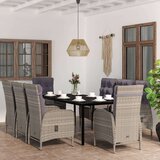  9-dijelni vrtni blagovaonski set s jastucima sivo-crni | shoptok.hr