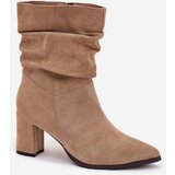 Boto Women's heeled ankle boots with ruching insulated beige Amelise | shoptok.hr