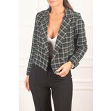 armonika Women's Mint Double Breasted Collar Tweed Crop Jacket Cene