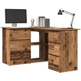 vidaXL kotna pisalna miza iz starega lesa iz umetnega lesa | Shoptok.si