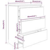  Komoda siva boja betona 60 x 35 x 76 cm od konstruiranog drva | shoptok.hr