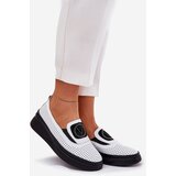VINCEZA Ladies Leather Moccasins On Platform And Wedge White 79522 | shoptok.hr