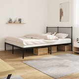 The Living Store Kovinski posteljni okvir z vzglavjem črn 150x200 cm - Posteljni Okvir, (21524482) | Shoptok.si