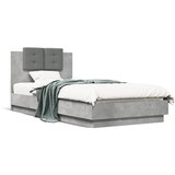 Maison Chic Posteljni okvir - Enojna postelja - Postelja za odrasle z vzglavjem betonsko siv 90x200 cm inž. les-J9375, (21765528) | Shoptok.si
