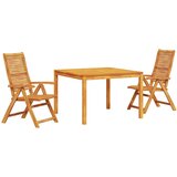  Vrtni set za objed 3 kom. Smeđa Čvrsto drvo akacije 110 x 110 x 75 cm | Shoptok.si