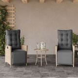 vidaXL Vrtni naslanjač z naslonom za noge 2 kosa bež poli ratan | Shoptok.si