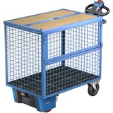 eurokraft pro zabojni voziček z električnim pogonom, stene iz jeklene mreže, s pokrovom, dxšxv 1430 x 730 x 1200 mm | Shoptok.si