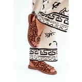 Boto Flat Sandals With Decoration Leopard Brown Haliones