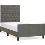 The Living Store Posteljni okvir z vzglavjem temno siva 80x200 cm žamet - Posteljni Okvir Z Vzglavjem, (21491179) | Shoptok.si