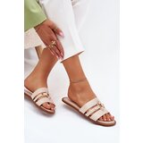 Boto Flat Women's Slippers With Golden Detail Beige Noroti | shoptok.hr