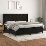  Box spring postelja z vzmetnico črna 200x200 cm žamet, (20761290) Cene