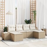 vidaXL 6-delni vrtni kavč set z blazinami bež poli ratan | Shoptok.si