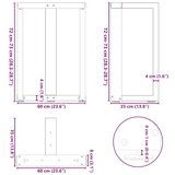 vidaXL noge jedilne mize v obliki črke t 2 kos 60x35x(72-73) cm jeklo | Shoptok.si