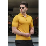 Madmext Men's Yellow Polo Neck Knitwear T-Shirt 5078 Cene
