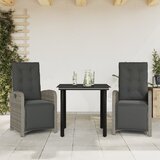 vidaXL 3-dijelni bistro set od poliratana s jastucima sivi Cijene