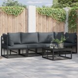 vidaXL Sjedeća garnitura za vrt 4 pcs Crna 283 x 71.5 x 71 cm Aluminij | shoptok.hr