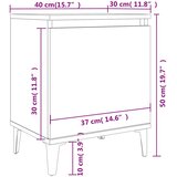  Noćni ormarić s metalnim nogama boja sivog hrasta 40x30x50 cm | Eponuda.ba
