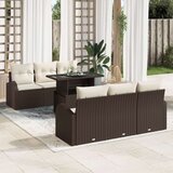  7-dijelni vrtni sofa set s jastučićima smeđa poli ratan Cijene