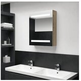 vidaXL LED kopalniska omarica z ogledalom hrast 50x14x60 cm | Shoptok.si