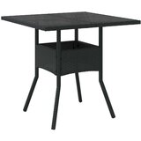 vidaXL Vrtna miza s stekleno ploščo črna 80x80x75 cm poli ratan | Shoptok.si