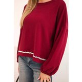 Kesi Włoski Women's sweatshirt with decorative finishing at the bottom red | Shoptok.si
