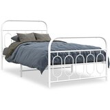  The Living Store Kovinski posteljni okvir z vzglavjem in vznožjem bel 100x190 cm - Posteljni Okvir, (21531177) | Shoptok.si