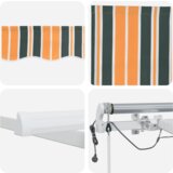 vidaXL Avtomatska retraktibilna tenda z LED zeleno in rumeno 400x350 cm, tenda nadomestno platno za okvir 4x3.5 m zelena in rumena | Shoptok.si