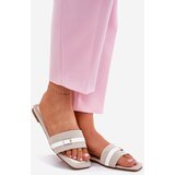 Boto Flat Ladies Slippers With Strap And Buckle Beige-White Zilina | Shoptok.si