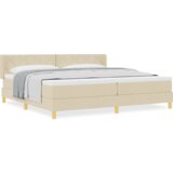  Postelja z vzmetnico z vzmetnico krema 200 x 200 cm blago, (5000127801) Slike