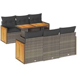 vidaXL 7-dijelni set vrtnih sofa poliratan i bagrem s jastucima sivi | shoptok.hr
