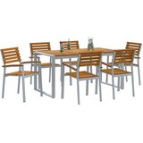  Vrtni set za objed 7 pcs Siva Čvrsto drvo akacije | shoptok.hr