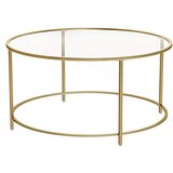 Songmics okrogla klubska mizica, steklena mizica z jeklenim okvirjem, mizica za dnevno sobo, mizica za kavč, kaljeno steklo, zlato LGT21G, (21387914) | Shoptok.si