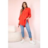 Kesi Włoski Cotton muslin shirt oversize red | Shoptok.si