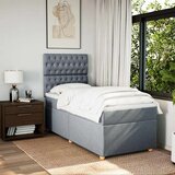vidaXL Box spring postelja z vzmetnico svetlo siva 90x200 cm blago | Shoptok.si