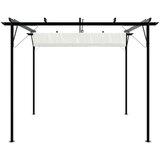  Pergola s pomičnim krovom krem bijela 3 x 3 m čelična | shoptok.hr
