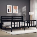 vidaXL okvir za krevet s uzglavljem crni 200 x 200 cm od masivnog drva | shoptok.hr