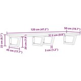  Zidna polica za Lavabo - Umivaonik od čelika i masivnog bagremovog drva - tamno smeđa i crna 120 x 50 x 2 cm 1 Trapez | shoptok.hr